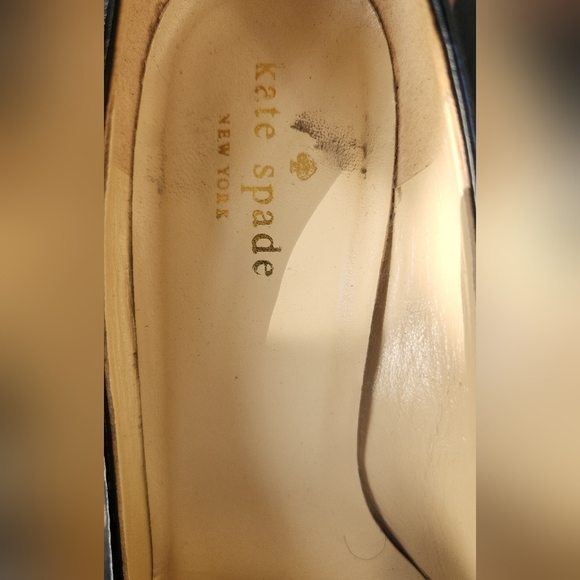 Kate Spade New York BLACK SUEDE LEATHER Montana Heels Floral Toe Accent - Picture 8 of 8